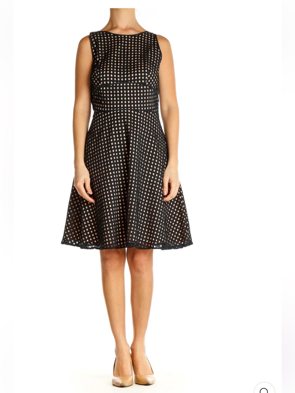 ANN TAYLOR- LOFT Women’s Dark blue Polka Dot Work Fit & Flare Dress